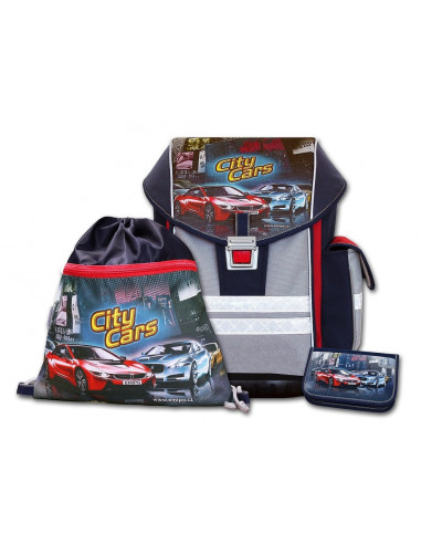 Školský aktovkový set ERGO ONE City Cars 3-dielny