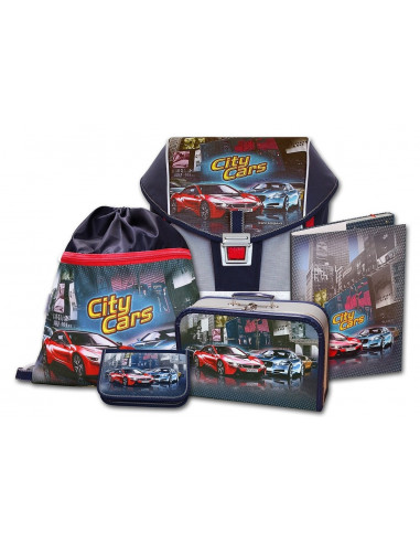 Školský aktovkový set ERGO ONE City Cars 5-dielny