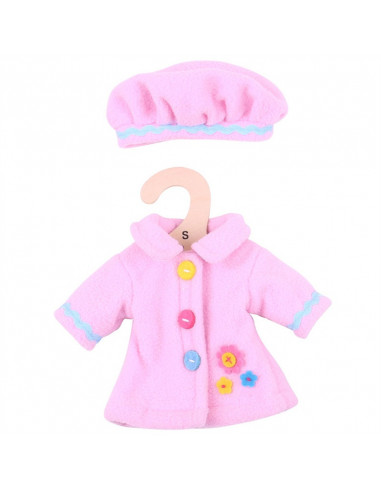 Ružový kabátik s čiapočkou pre bábiku 28 cm