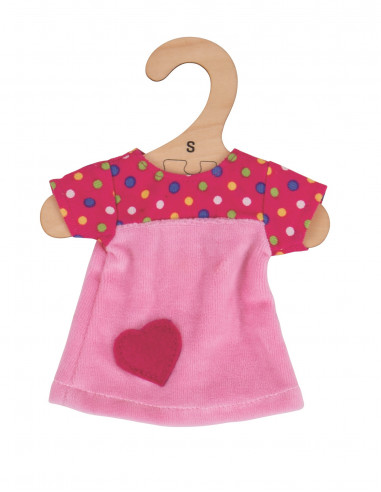 Ružové tričko so srdiečkom pre bábiku 28 cm