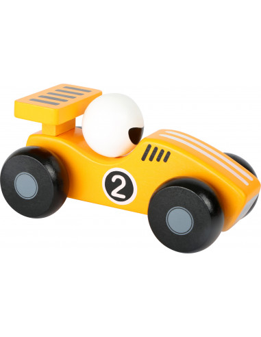 Drevené závodné autíčko - 1 ks žlté