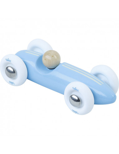 Drevené auto mini Grand prix vintage svetlo modré