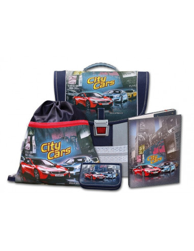 Školský aktovkový set City Cars 4-dielny